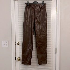 Chocolate brown faux leather pant